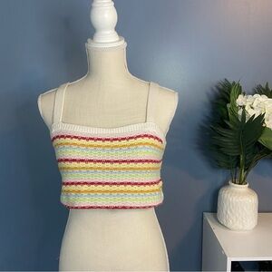 3/$30 Fiore Rainbow Knit Cropped Tank Top